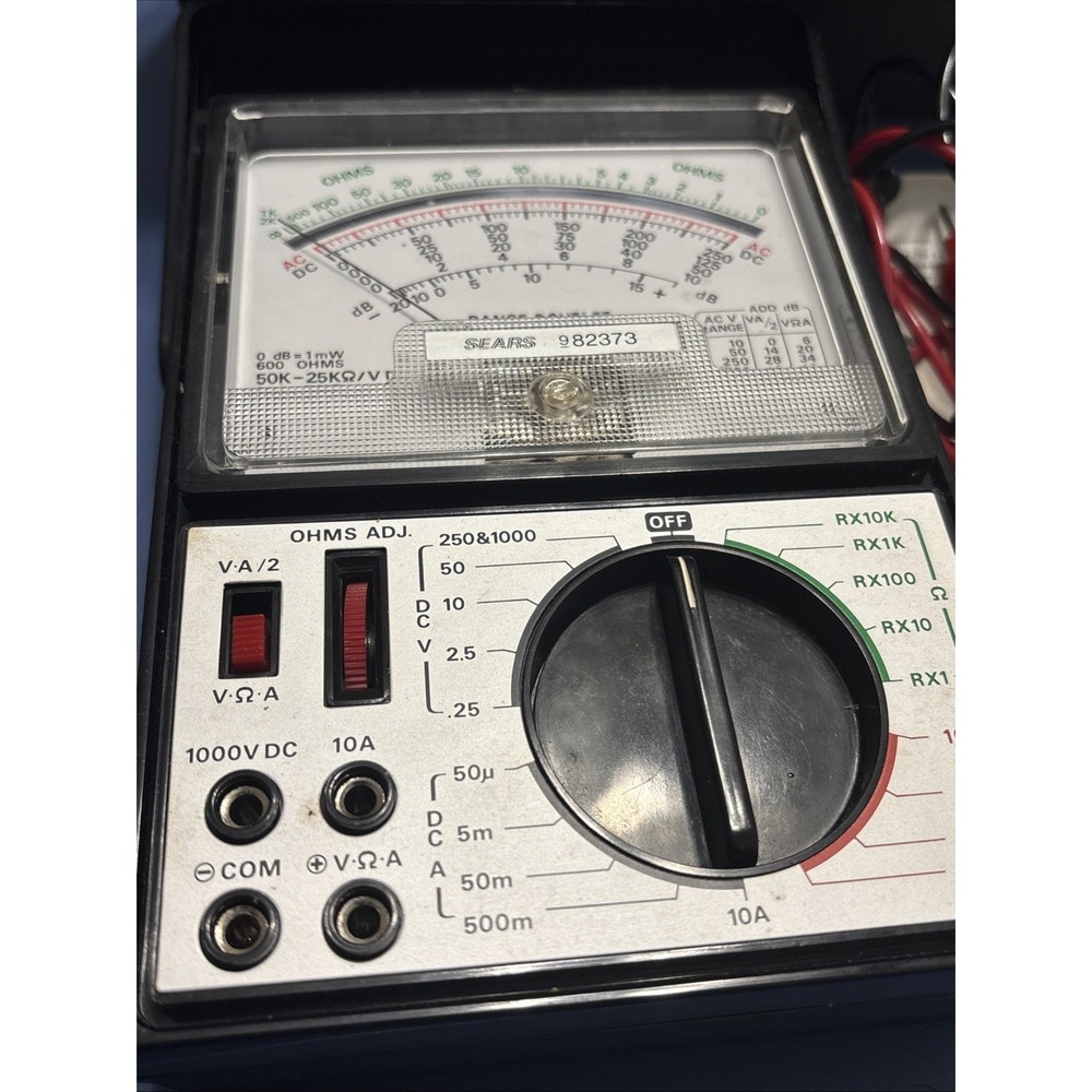 Sears 82373 Analog Multimeter VOM Tester w Manual Leads Micronta Case - Picture 2 of 13